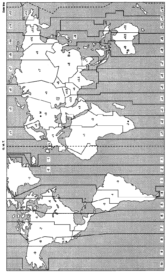 Map of world time zones